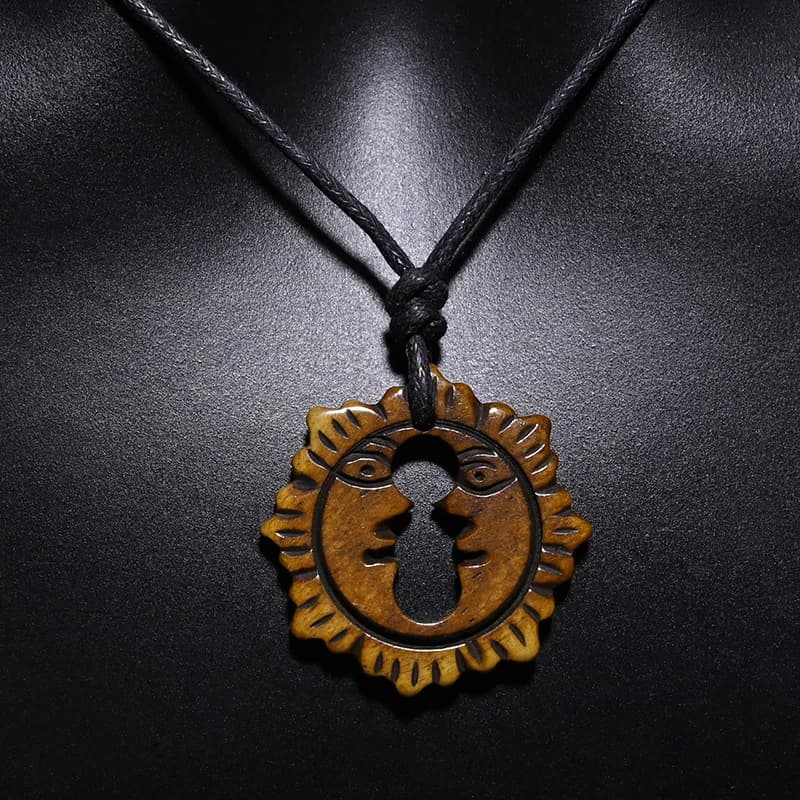Collier pendentif en forme de cercle en os de Yak pour femme, bijou fait à la main, Style Vintage, réglable, offre spéciale, GX131