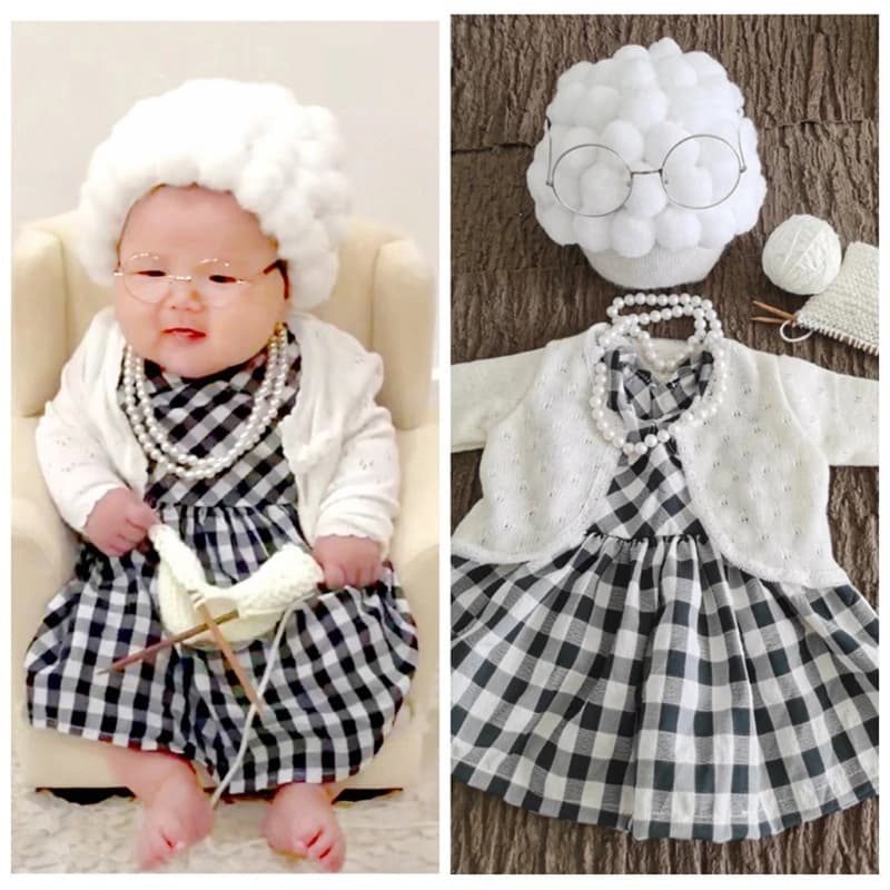 Costume de Cosplay Amusant pour Bébé Fille, Accessoire de Photographie, Vêtements de Grand-Mère