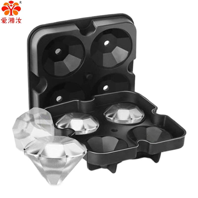 moule a glacon glacon moule caoutchouc diamant Alligator noir 4 paquets Bar personnalisé plateau à glaçons pour Cocktail Ice Mold Silicone Accessories