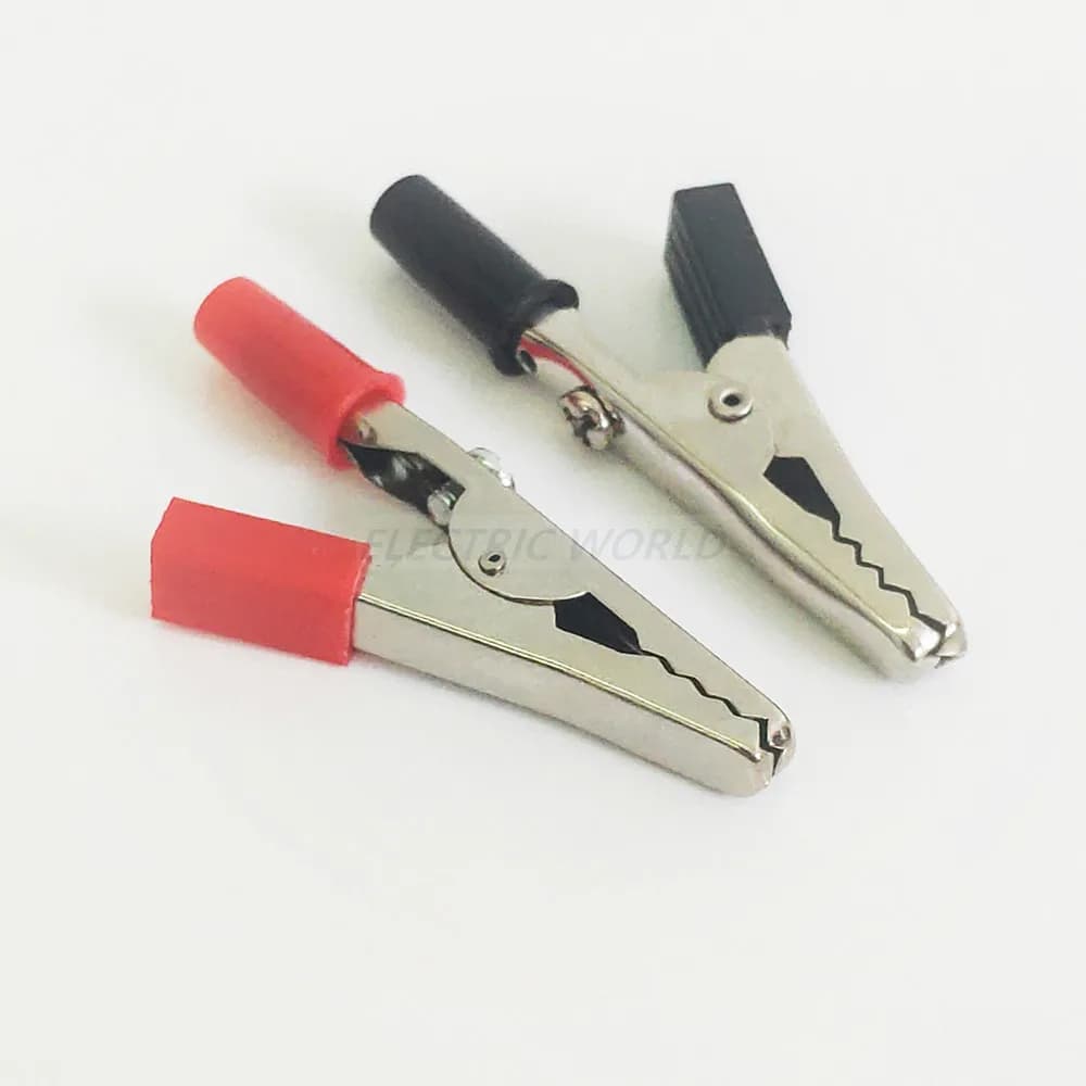 Pinces crocodiles en fil de crocodile de 50mm, poignée en plastique, sonde de test, connecteur métallique, prise de batterie, 100A
