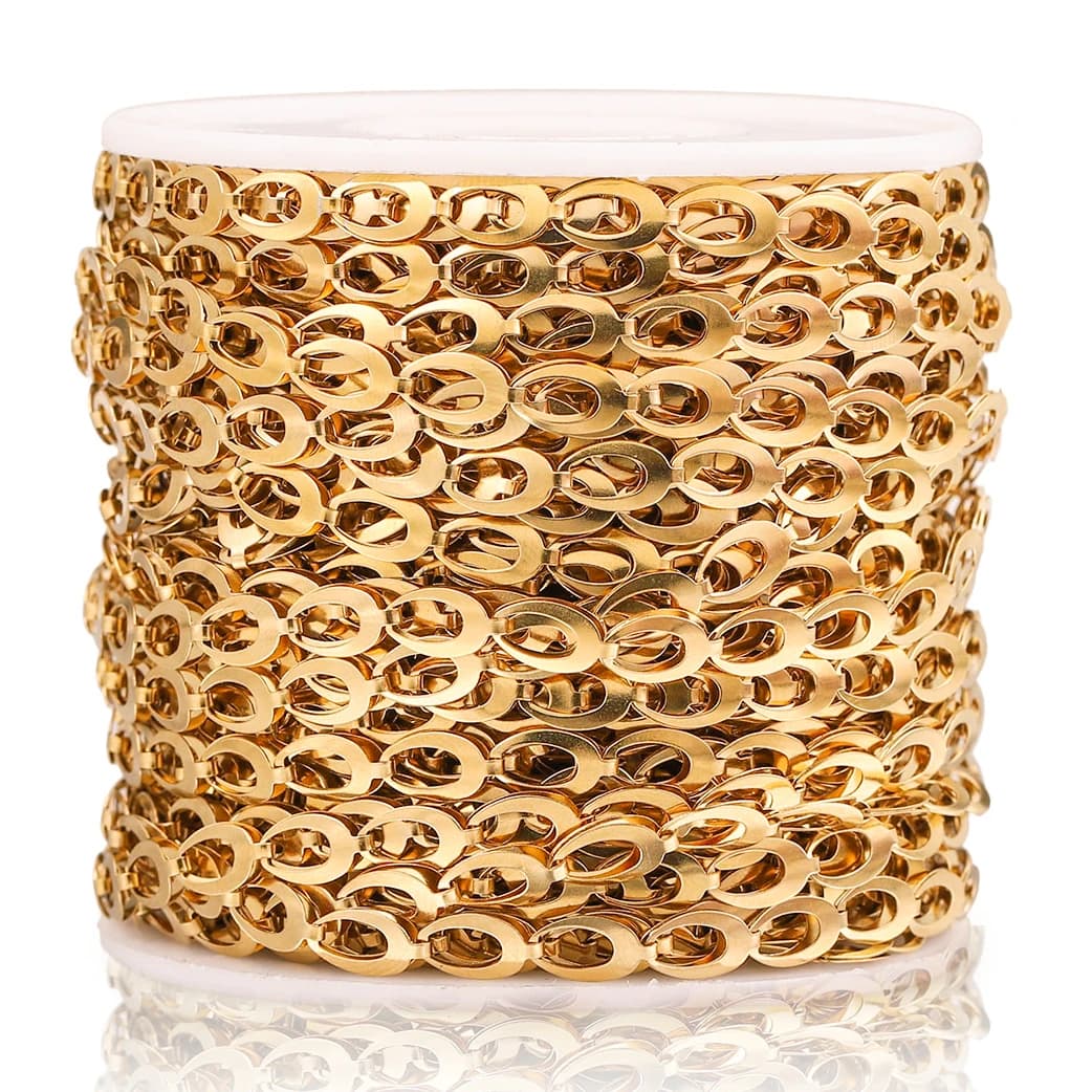 Bracelet de oral ille Ovale en Acier Inoxydable, 6mm, 1 mètre, Or, Bricolage, Artisanat, Bijoux, Fournitures de Direction, Vente en Gros