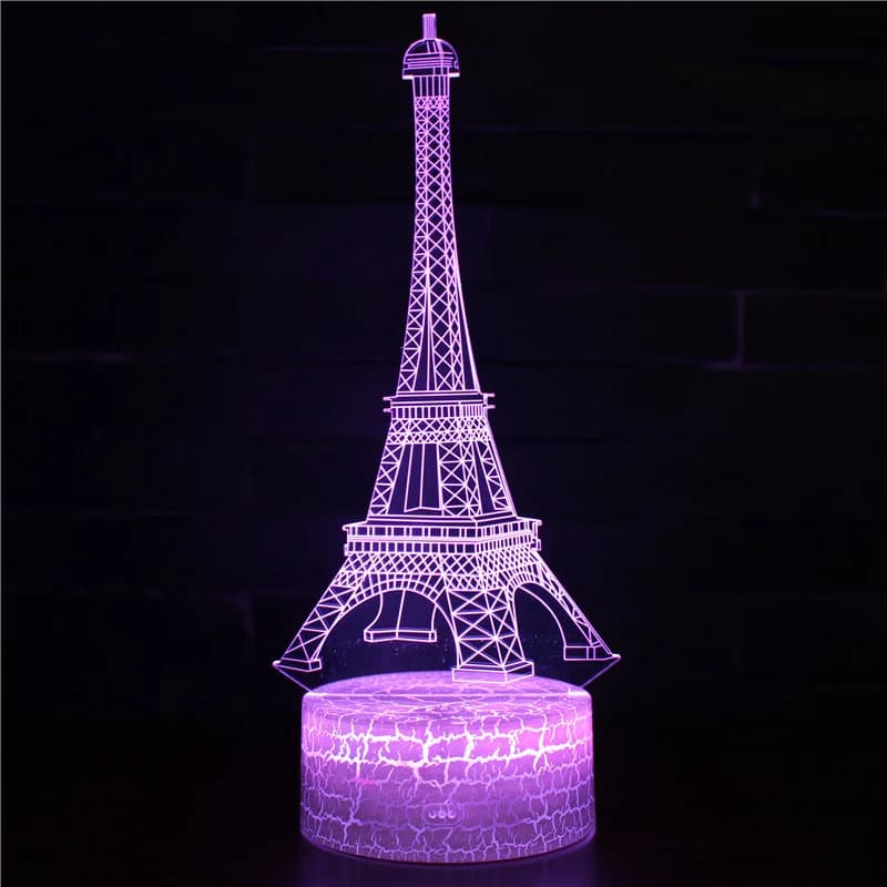 Veilleuse LED Tour Eiffel pour Enfants, Lampe de Table USB 3D Icide, 7 Couleurs, Lumières, Décoration Maison, Chambre, Bureau, Anniversaire, Cadeaux de Noël