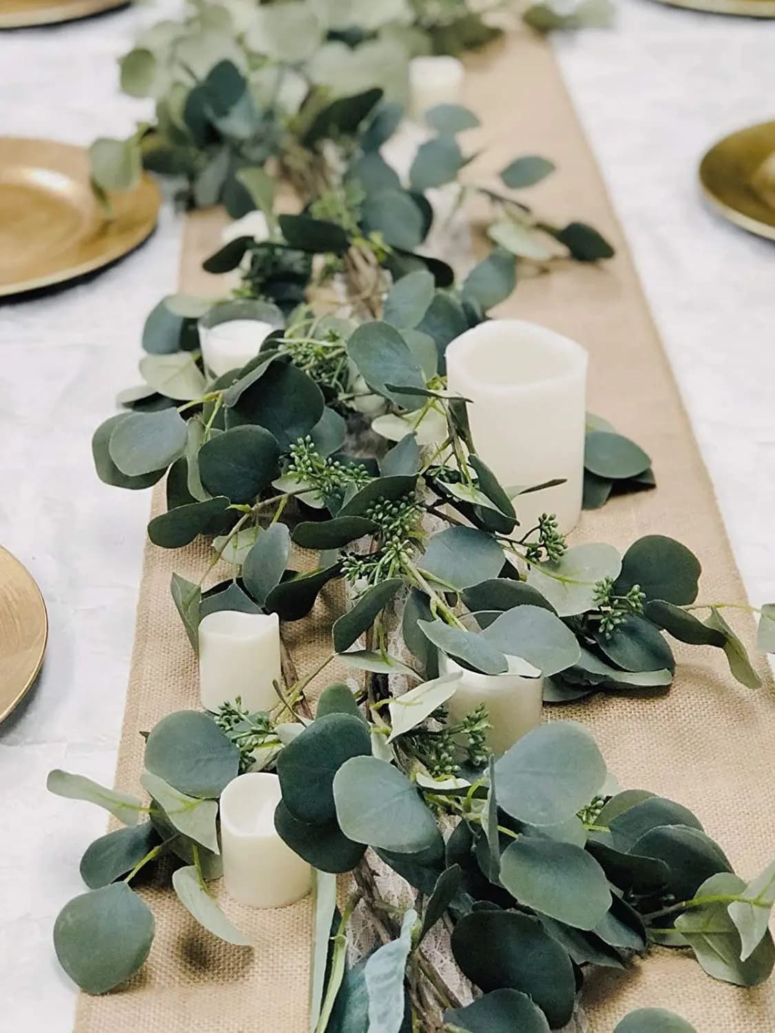 Guirxiété artificielle d'eucalyptus, feuilles vertes, plantes de vigne pour mariage, fête à la maison, arc mural, décoration de jardin bricolage, 3 paquets, 2m