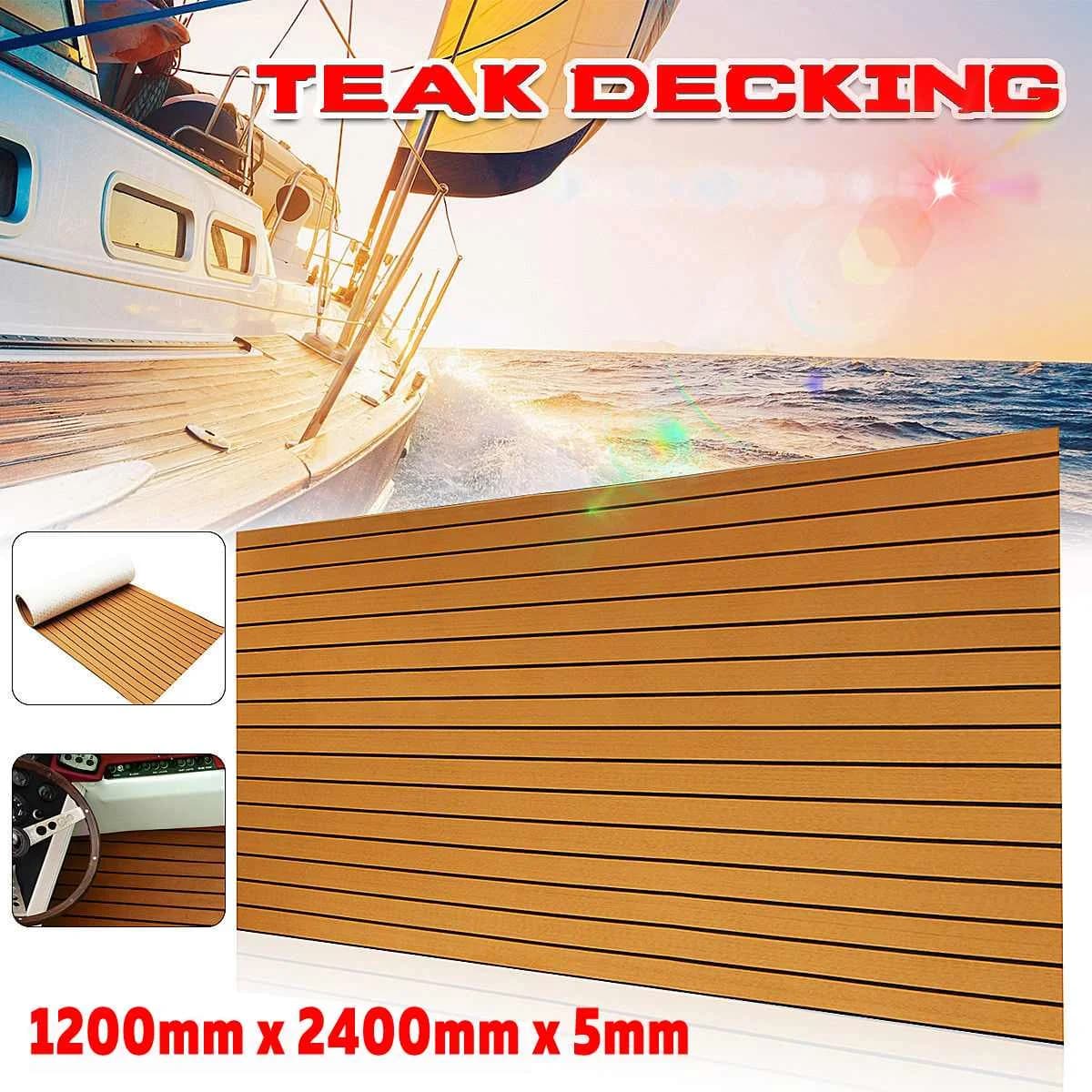 Tapis de pont de bateau en mousse EVA imitation teck, revêtement de sol marron antidérapant pour Yacht, tapis de véhicule auto-adhésif, 1200mm x 2400mm x 5mm
