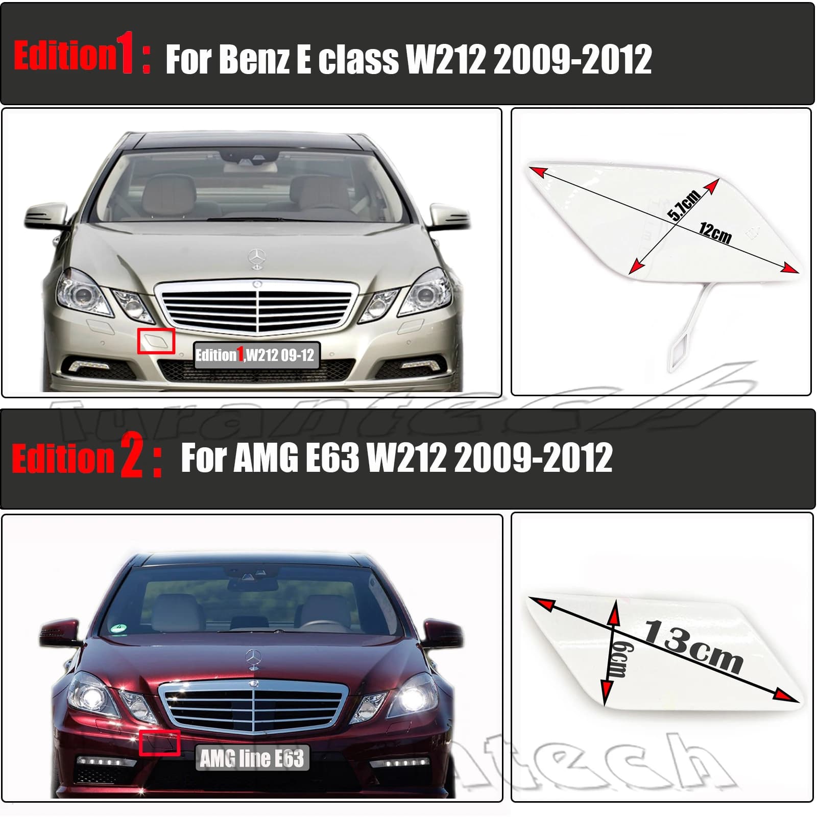 Ajustement 10-13 mercedes-benz classe E W212 berline S212 Wagon E250 E300 E320 E500 E550 couvercle de remorquage avant A 2128850126
