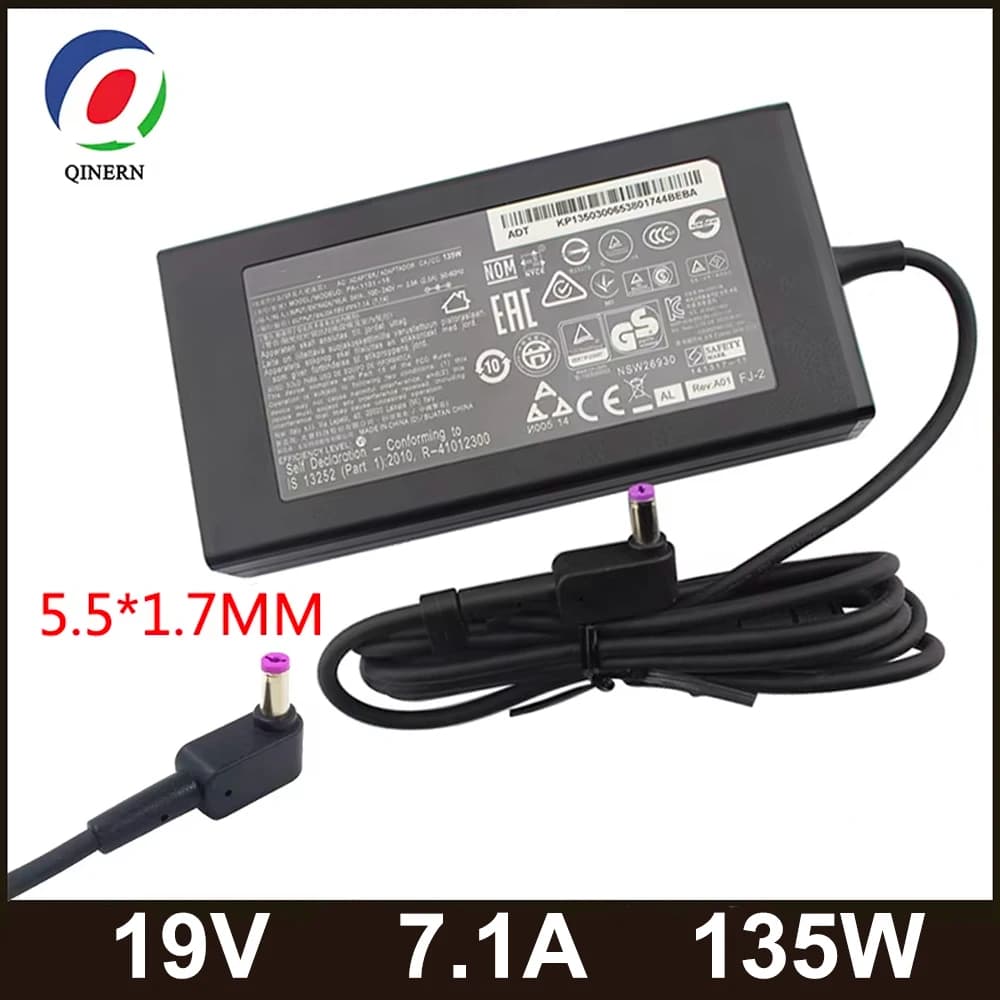 Chargeur adaptateur secteur pour ordinateur portable, 19V, 7,1 a, 135W, 5.5x1.7MM, pour ACER Aspire V17 Nitro 5 NP515-52 PA-1131-16 ADP-135KB VX5 VN7-792G-59CL