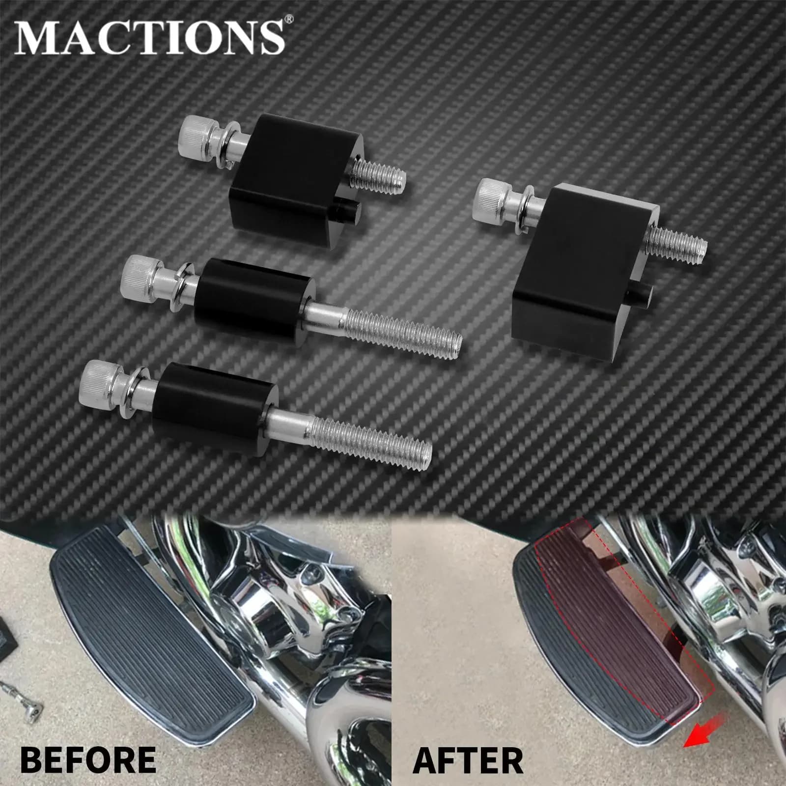 Kit d'entretoise d'extension de plancher avant de moto 1-1/4 pouces, noir pour Harley Touring Road King Street Electra Glide 09-2021