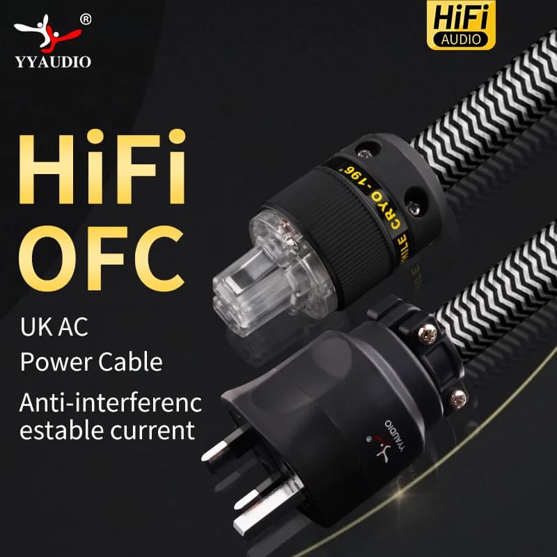 Amplificateur HIFI YYAUDIO, câble d'alimentation en cuivre pur OFC plaqué rhodium, prise mâle/femelle IEC AC, cordon de alimentation