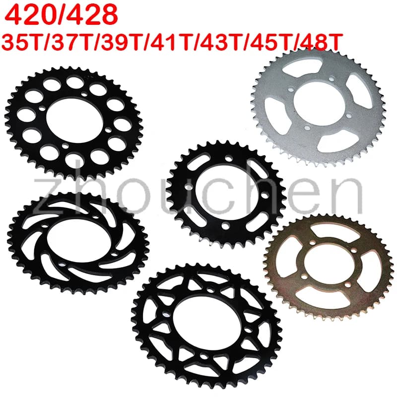 420/428 chaînes 76mm 35T 37T 39T 41T 43T 45T 48T moto roue arrière chaîne pignon pour 110cc 125cc 140cc Dirt Pit Bike