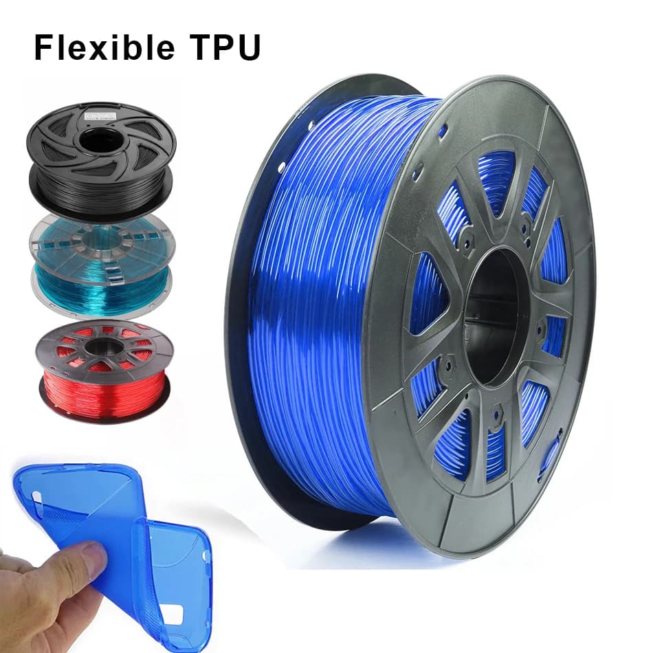 Filament TPU pour imprimante 3D, flexible, 1,75 mm, 250 g, filaments en plastique pour sublimation, 95A, matériaux d'impression 3D, noir, transparent, rouge, bleu