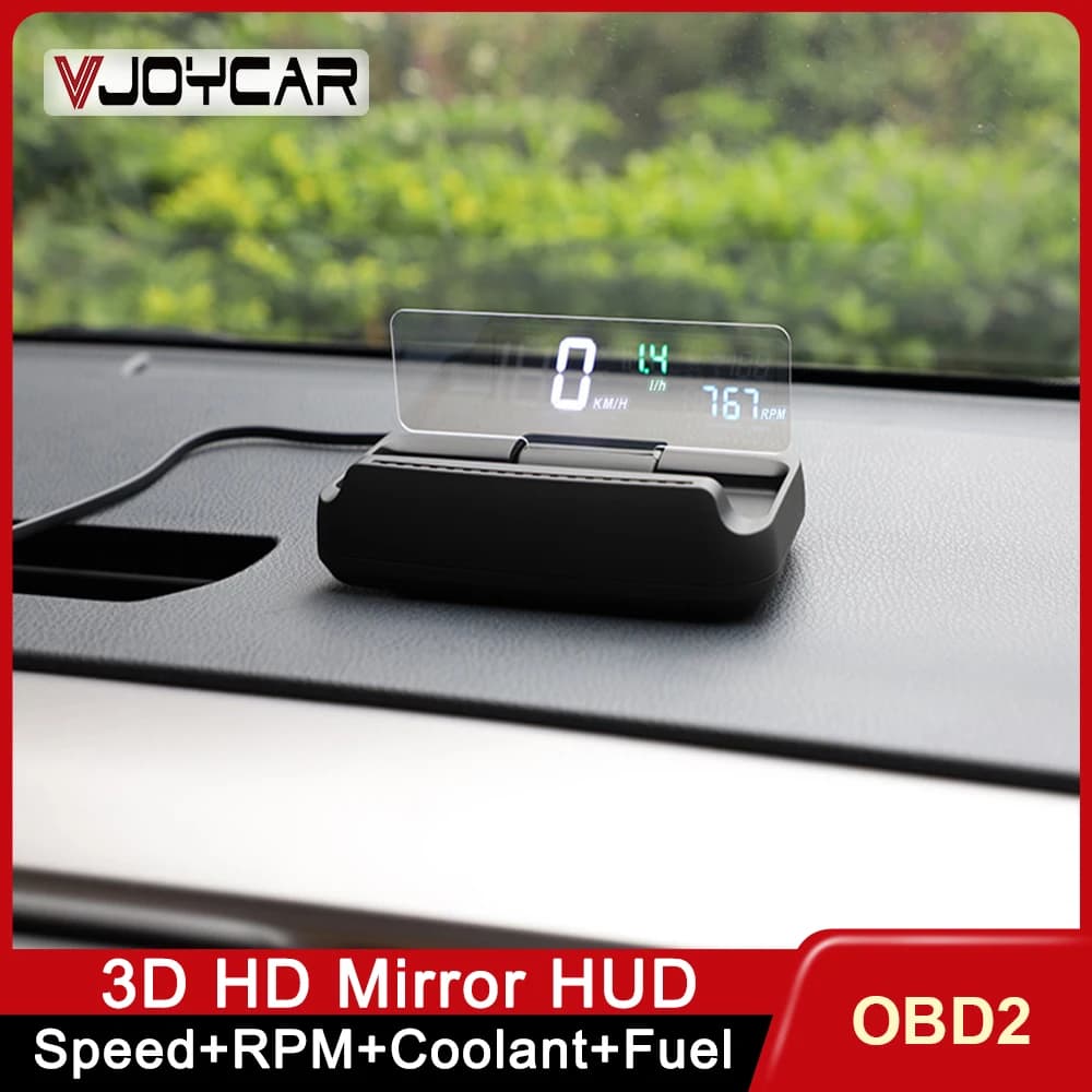 VJOYCAR – affichage tête haute miroir MX10, projecteur de vitesse HUD OBD2 pour voiture, ordinateur de bord, alarme de sécurité numérique, tension du liquide de refroidissement RPM