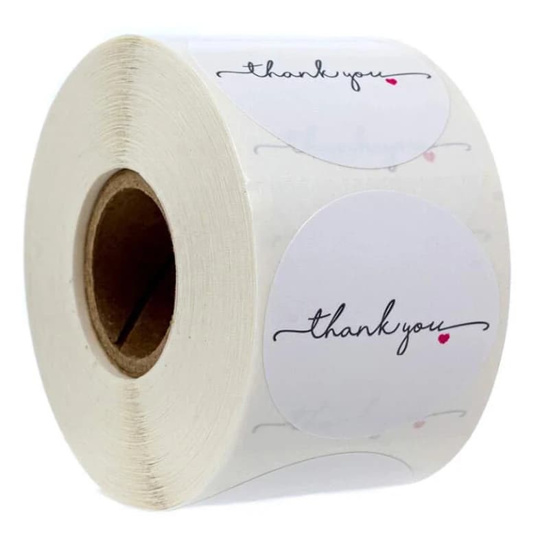 Autocollant d'étiquette en papier blanc rond, autocollant de remerciement, scrapbooking, sceau d'enveloppe de mariage, fait à la main, 1 po, 50-500 pièces