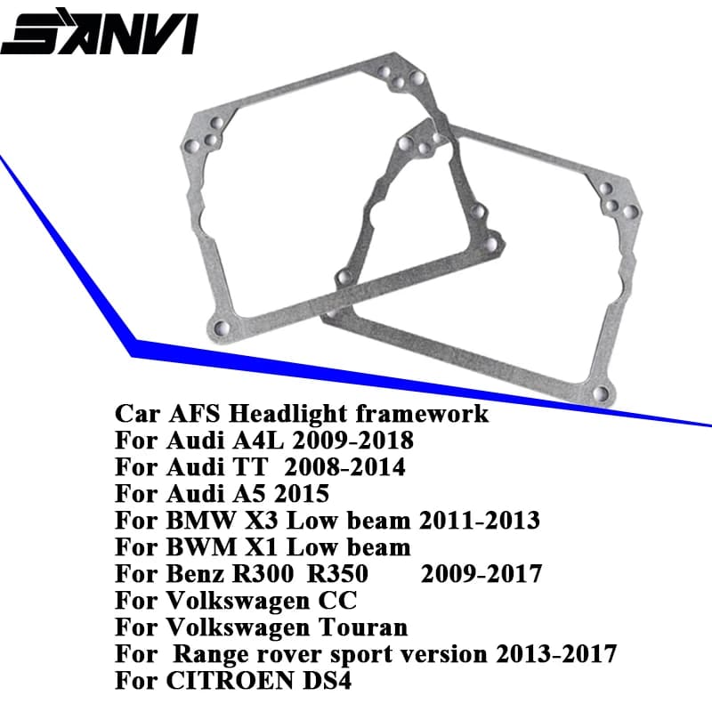 SANVI 2PCS Cadre en fer AFS pour Audi A4/TT/BMW X3 X1 X5/Benz R300 R350/Volkswagen/DS4/Range Rover, mise à niveau des phares de voiture
