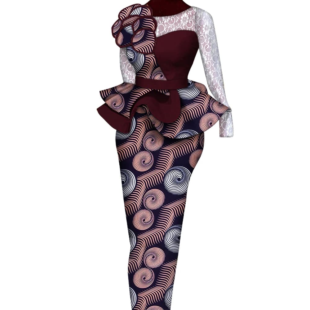 Ensembles de jupes africaines pour femmes, jupes longues et droites imbibées, jupe en Y avec décoration en dentelle, vêtements traditionnels africains Bazin Riche, WY6195
