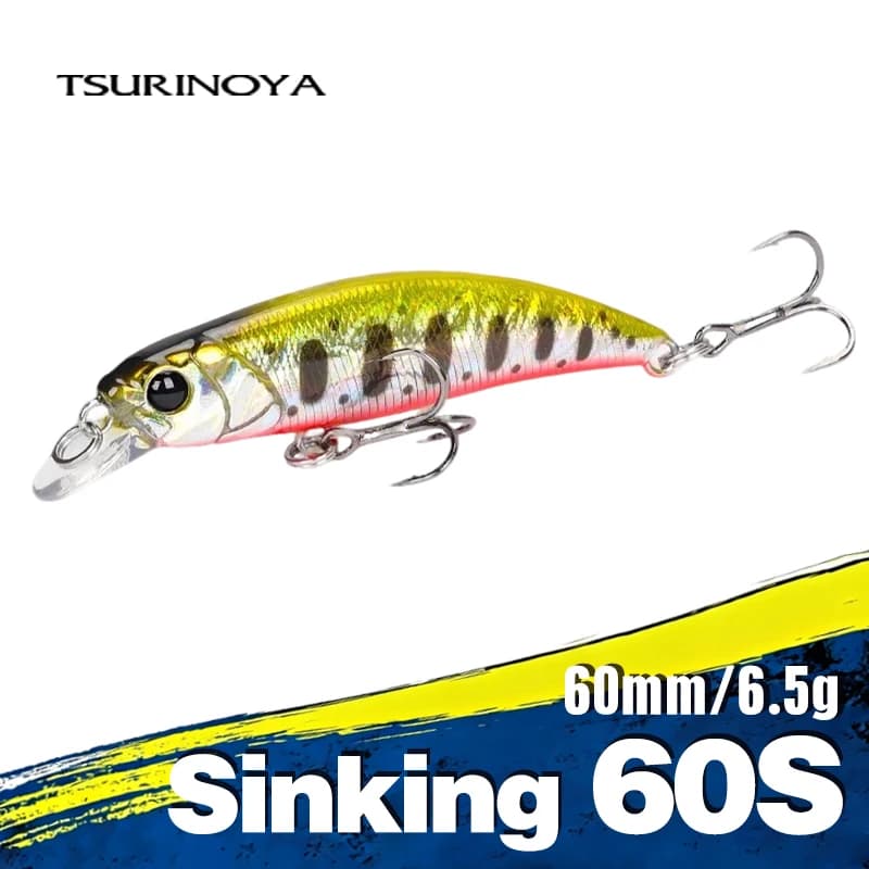 TSURINOYA 60S leurre de pêche méné coulant 60mm 6.5g portée 0.4-0.8m appâts durs artificiels truite brochet bar ruisseau Jerkbait Wobbler