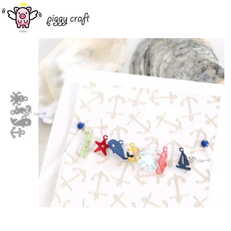 Piggy Craft-Matrices de découpe en métal, moule découpé, hippocampe de calmar, ancre d'Andorre, scrapbooking, artisanat en papier, couteau, moule, lame, poinçon, galets