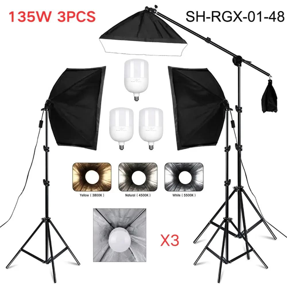 HONArm-Boîte à lumière pour studio de photographie, kit d'éclairage professionnel, pour vidéo et éclairage continu prometteur