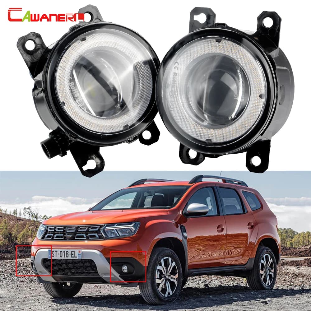 Assemblage de phares antibrouillard de pare-chocs avant de voiture, LED Angel Eye DRL, feux diurnes, 30W, 12V, Renault Duster 2010-2020, 2 pièces