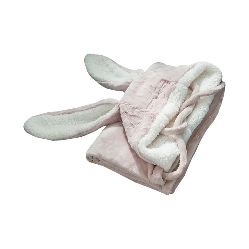 Holaroom – couverture en flanelle avec capuche, vêtement chaud pour lit, oreilles de lapin, pour enfant et adulte, en hiver