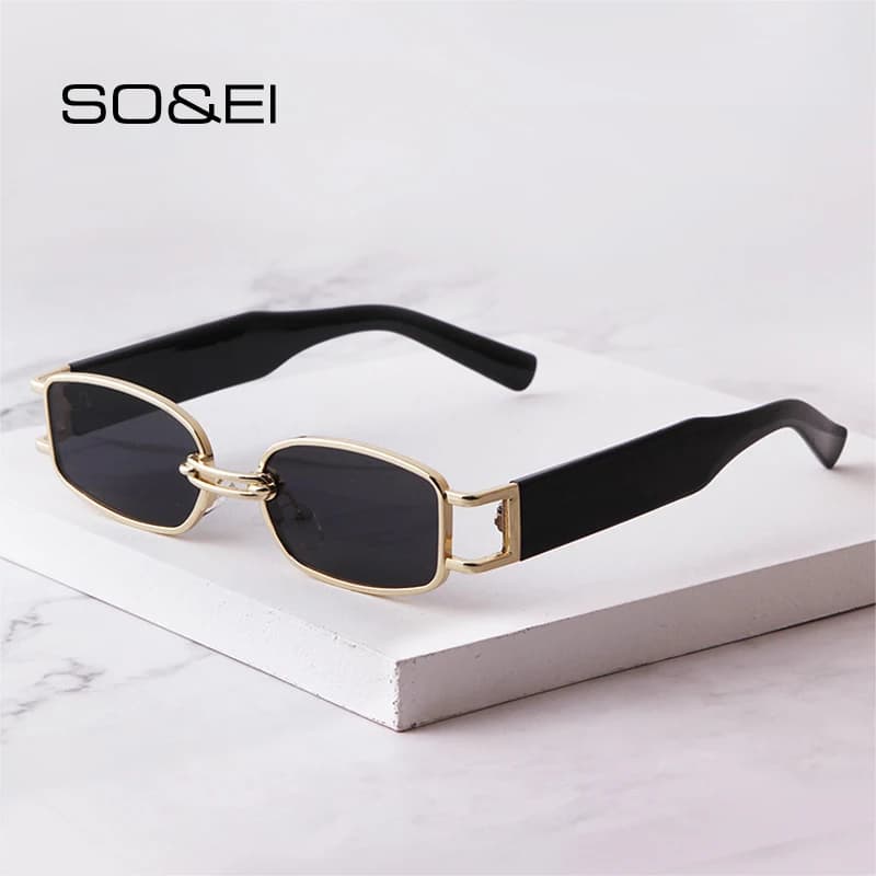 SO & EI mode petit rectangle femmes lunettes de soleil marque concepteur Vintage carré Punk lunettes de soleil hommes nuances UV400 lunettes claires