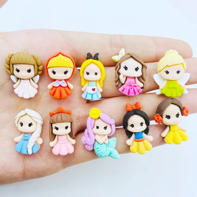 20 pièces nouveau mignon résine Mini dessin animé princesse dos plat Cabochon Scrapbook Kawaii bricolage embellissements accessoires A103