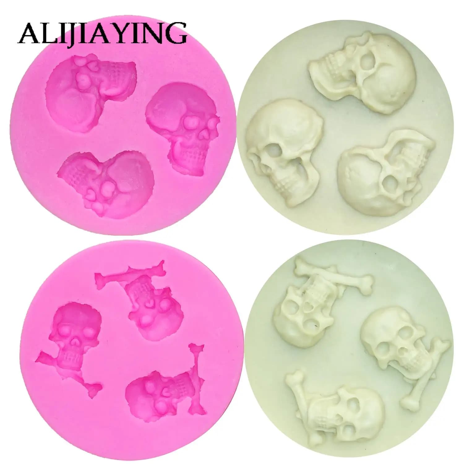 M0492 Moule en silicone 3D Tête de Crâne pour Fondant, Chocolat, Gâteaux – Outil de Pâtisserie pour Fêtes à Domicile