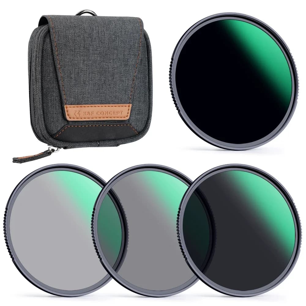 K&F CONCEPT Kits de filtres ND4 ND8 ND64 ND1000 (4 pièces) pour objectif d'appareil photo avec pochette de rangement 49mm 52mm 55mm 58mm 62mm 67mm 72mm 77mm 82mm