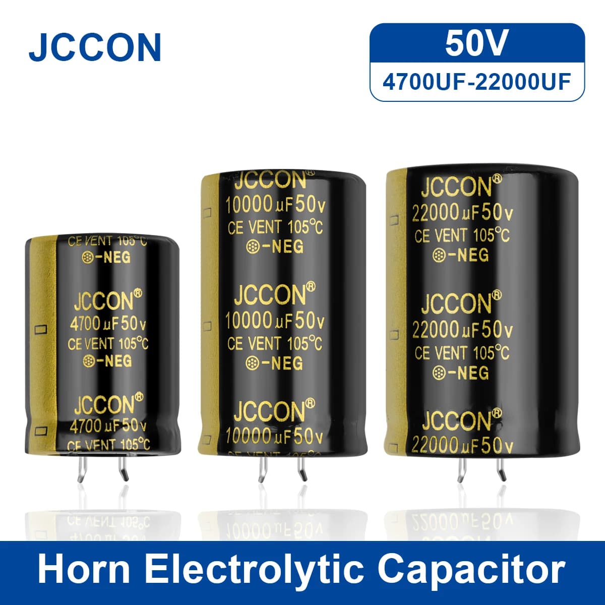 JCCON – condensateur électrolytique Audio 50V 4700UF 6800UF 10000UF 15000UF 22000UF pour amplificateur Hifi, haute fréquence basse ESR, 2 pièces