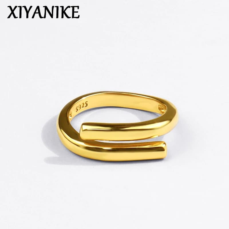 XIYANIKE – bague géométrique Double couche couleur argent, breloque féminine, mode Simple, ouverture légère, luxe, bijoux faits à la main, cadeau