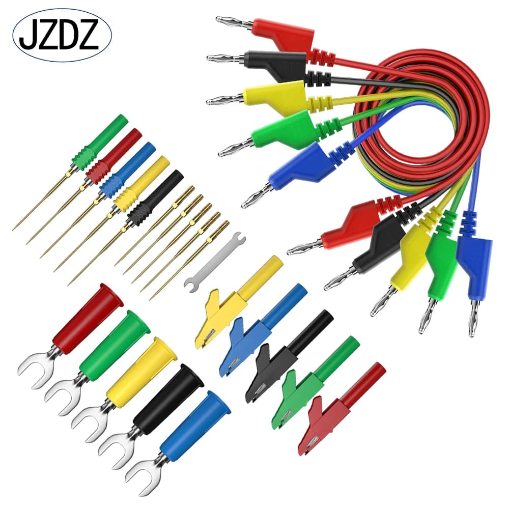 JZDZ – fiche banane à fiche banane 4mm, Kit de fils de Test multimètre, accessoire de sonde de Test électronique, pince crocodile, prise en forme de U JT8002
