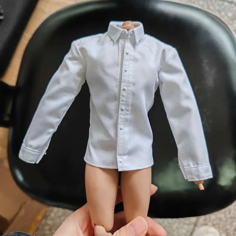 Petit haut blanc à manches longues pour homme, échelle 1/6, vêtements, modèle adapté aux corps de figurine de soldat de 12 pouces