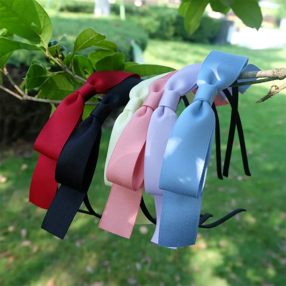 Filles couleurs unies mignon gros nœuds bandeaux ruban bandeaux femmes cheveux cerceau Butique diadème chapeaux mode cheveux accessoires cadeau
