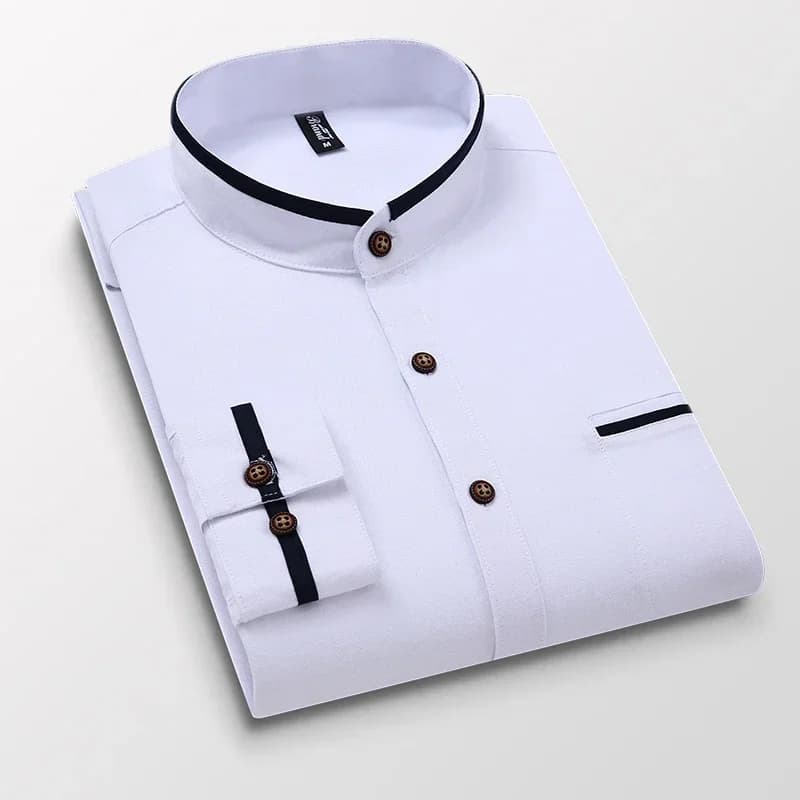 TFETTERS automne chemise à manches longues hommes chemises surdimensionnées hommes conception de poche Style coréen col montant chemise mince vêtements pour hommes
