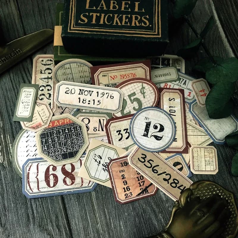 Étiquette autocollante Vintage avec numéro de Style Tim Holtz, étiquette autocollante rétro pour Album planificateur, matériel de Scrapbooking, artisanal, DIY bricolage, 31 pièces
