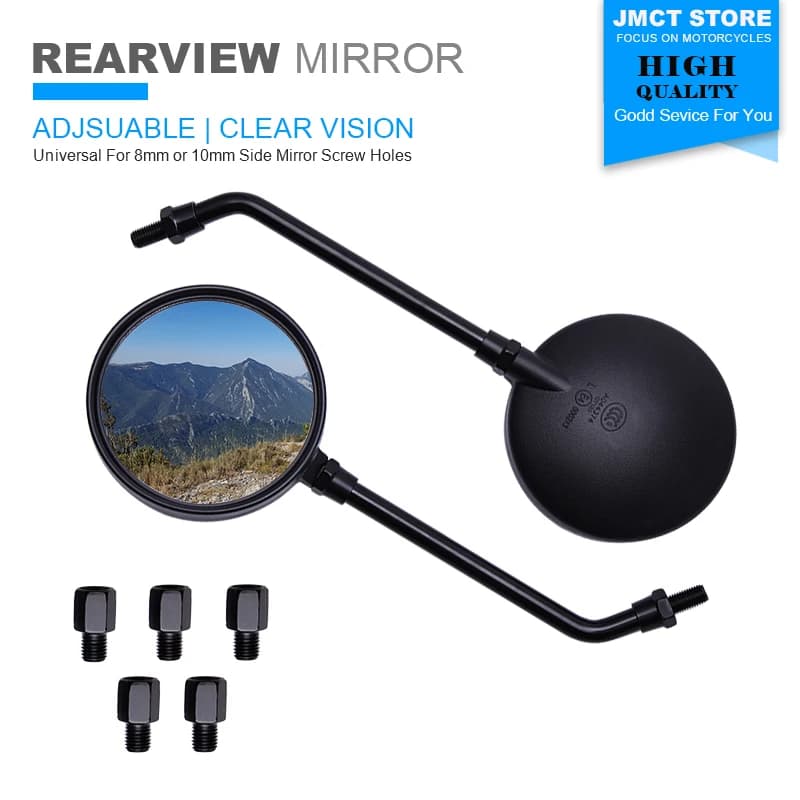 Rétroviseur universel rond rétro pour Moto, 1 paire, 8mm, 10mm, rétroviseur latéral pour Moto, vélo, Scooter, café Racer, accessoires