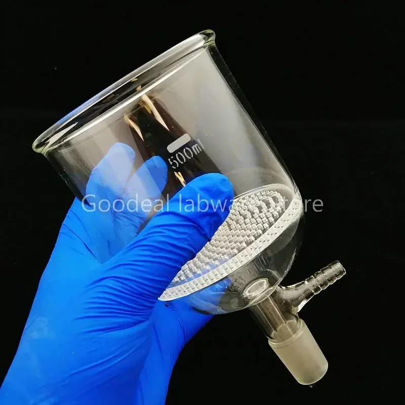 1 pièces 30 ml à 1000 ml 19 # 24 # 29 # Entonnoir de filtre de Port de meulage Standard, entonnoir de plaque en nid d'abeille en verre de laboratoire avec bouche d'aspiration latérale