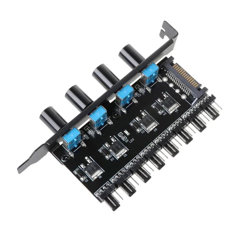 Contrôleur de vitesse de ventilateur PCI, alimentation 12V Molex 4 broches ou SATA, concentrateur de ventilateurs 6 ou 8, radiateur CPU PWM 4 broches, refroidisseur de boîtier 3 broches, contrôle de