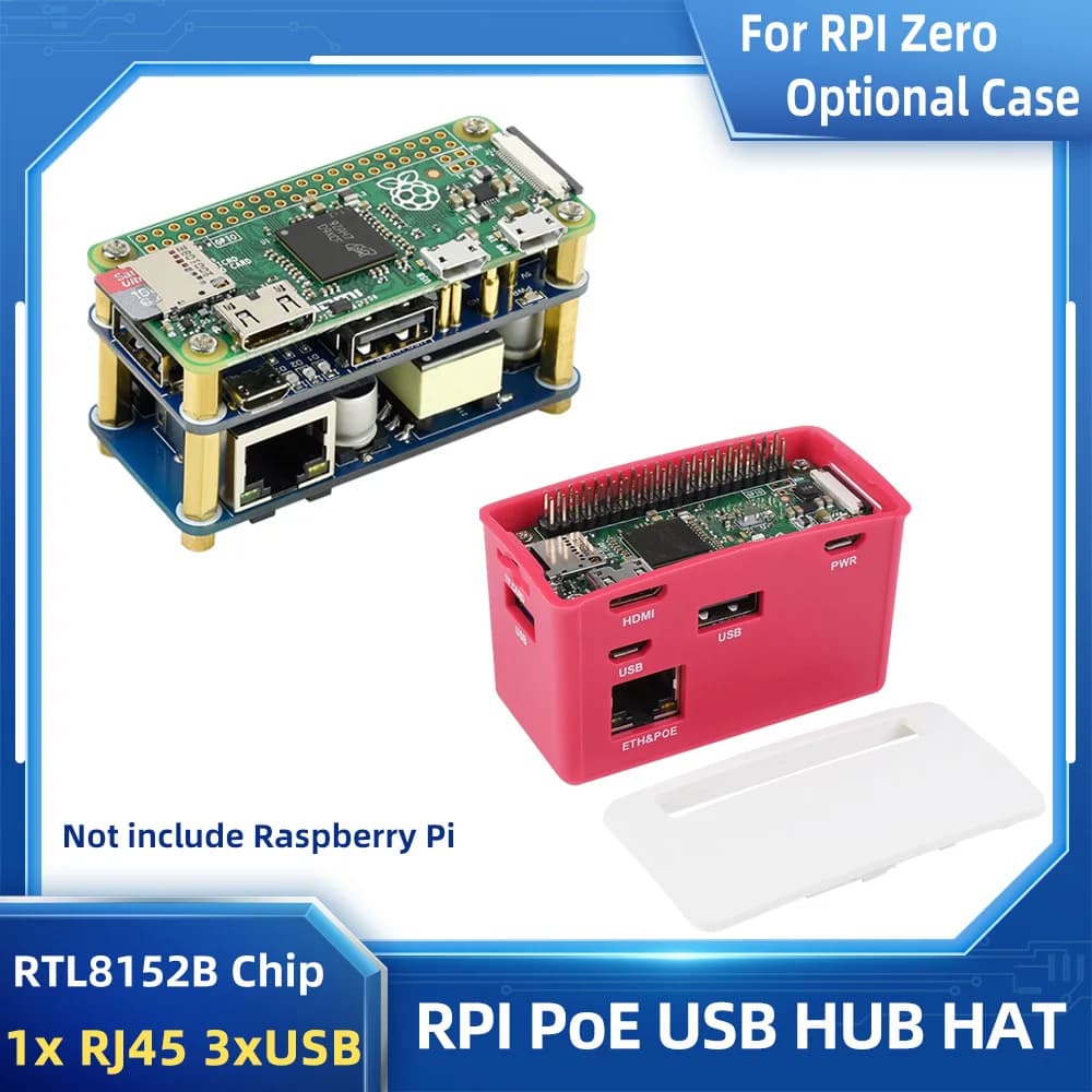 HUB USB PoE Ethernet pour Raspberry Pi, 3 ports USB 2.0, RJ45 802.3af, compatible avec Raspberry Pi Zero W WH 1.3