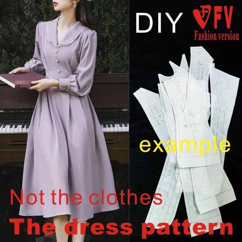 Dessins de coupe français pour femmes pause thé robe à manches longues modèle de vêtements 1:1 modèle physique BLQ-578
