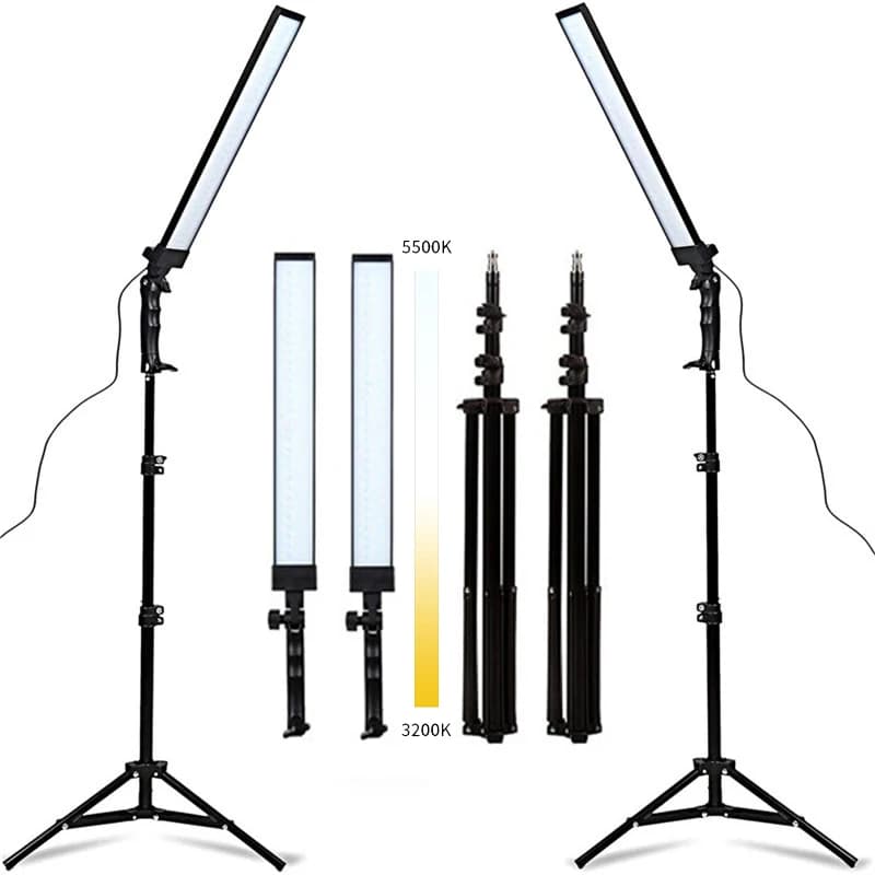Kit d'éclairage LED pour Studio de photographie, lumière vidéo LED à intensité variable, lumière de remplissage portative avec support de lumière 24W 3200K-5500K