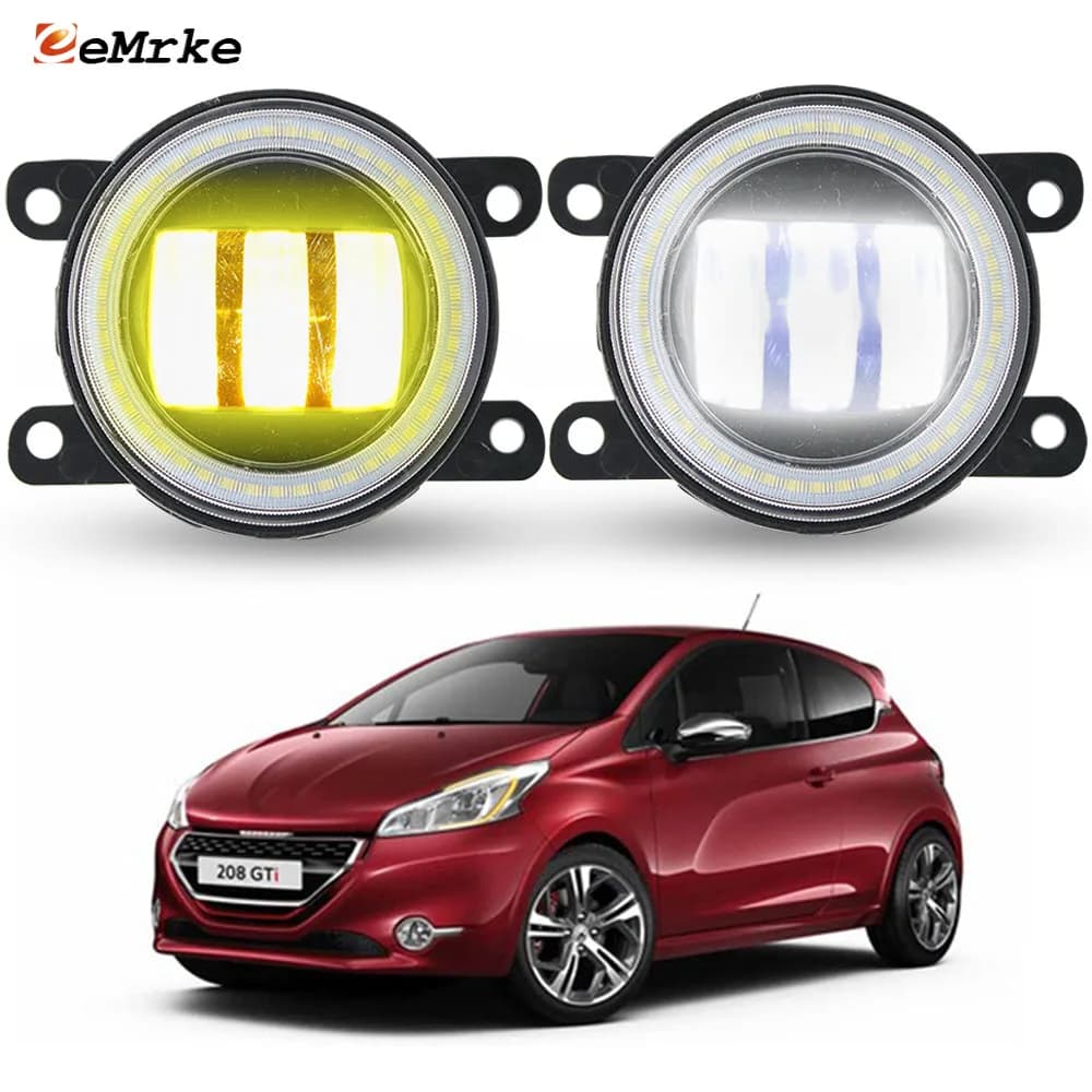 Feux antibrouillard LED Angel Eyes DRL avec lentille 40W pour Peugeot 208 CA_ CC_A9 2012 2013 2014 2015 2016 2017 2018