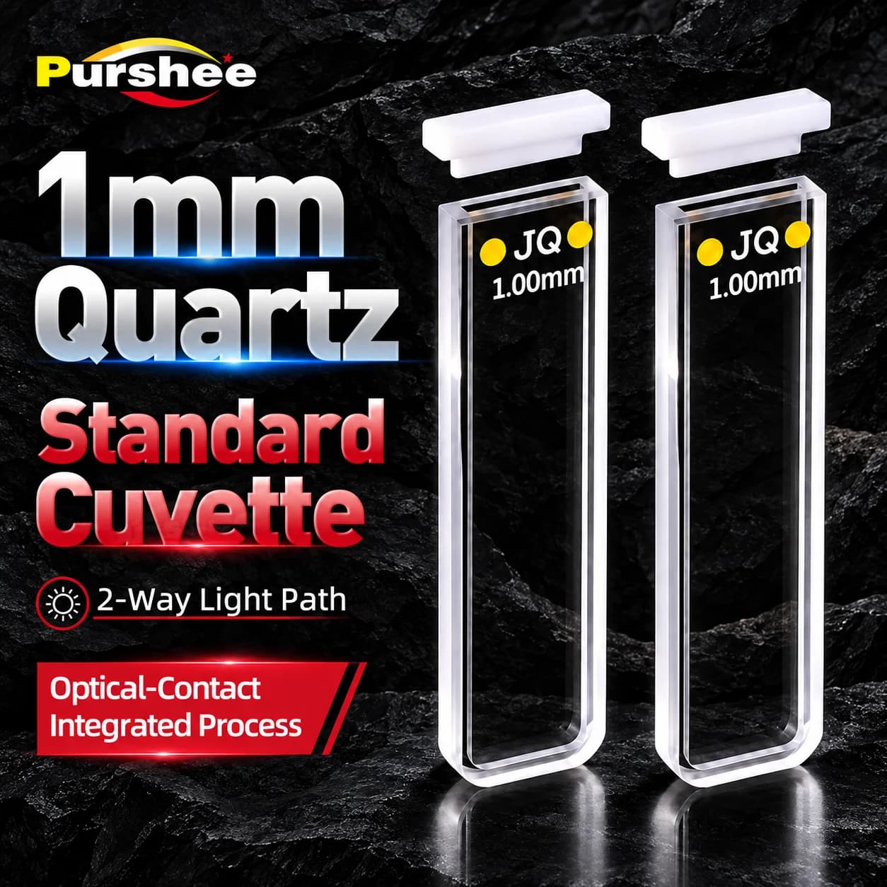 2 pièces, cuvette en quartz standard de 1 mm de longueur de trajet, avec couvercle, paire assortie, haute transmission, pour spectromètre, cellule d'échantillon de laboratoire.