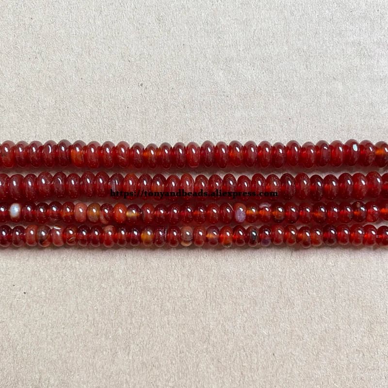 Pierre naturelle lisse Rondelle Agate rouge 7 "perles en vrac 4X6 5X8mm taille au choix pour la fabrication de bijoux bricolage