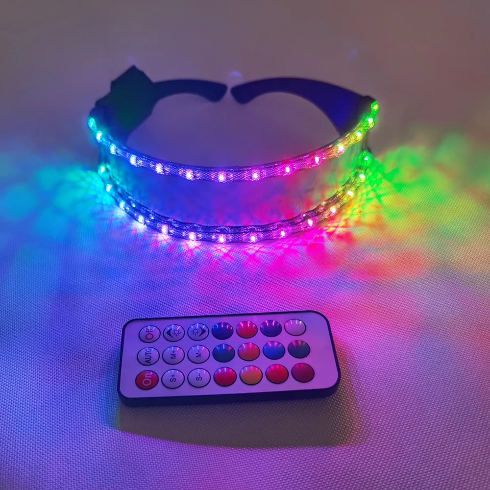 Lunettes LED, lunettes de soleil, masques LED lumineux pour fêtes, danse, rave, soirées EDM, DJ, scène