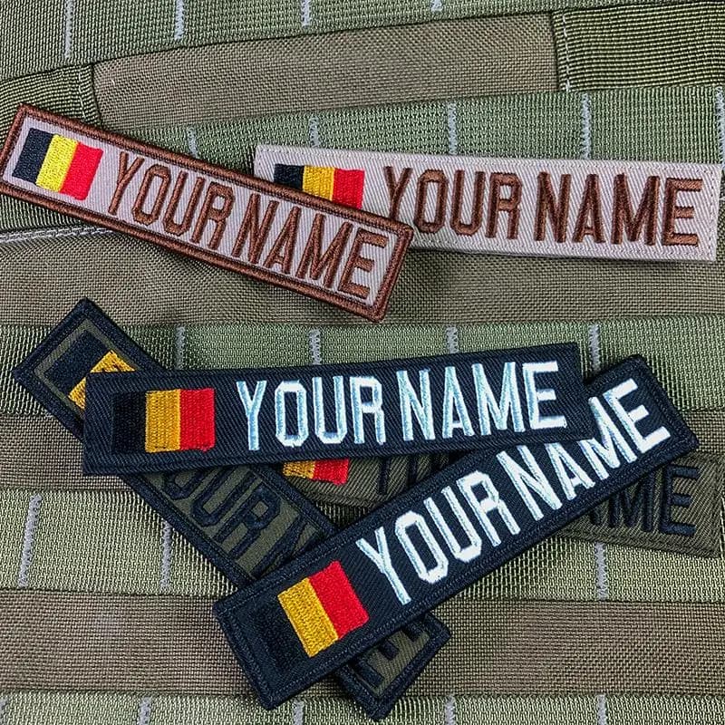 Bande de Nom Personnalisée, Patch Brodé, Crochet et Boucle, Multicam, Vert, ACU, Noir, Tan, Belge