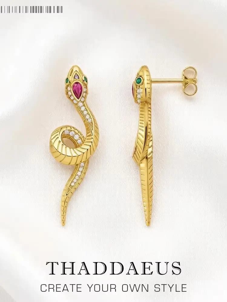 Boucles d'oreilles pendantes en forme de serpent pour femmes, bijoux fins en or de forme incurvée, flambant neuf, cadeau d'été en argent Sterling 925