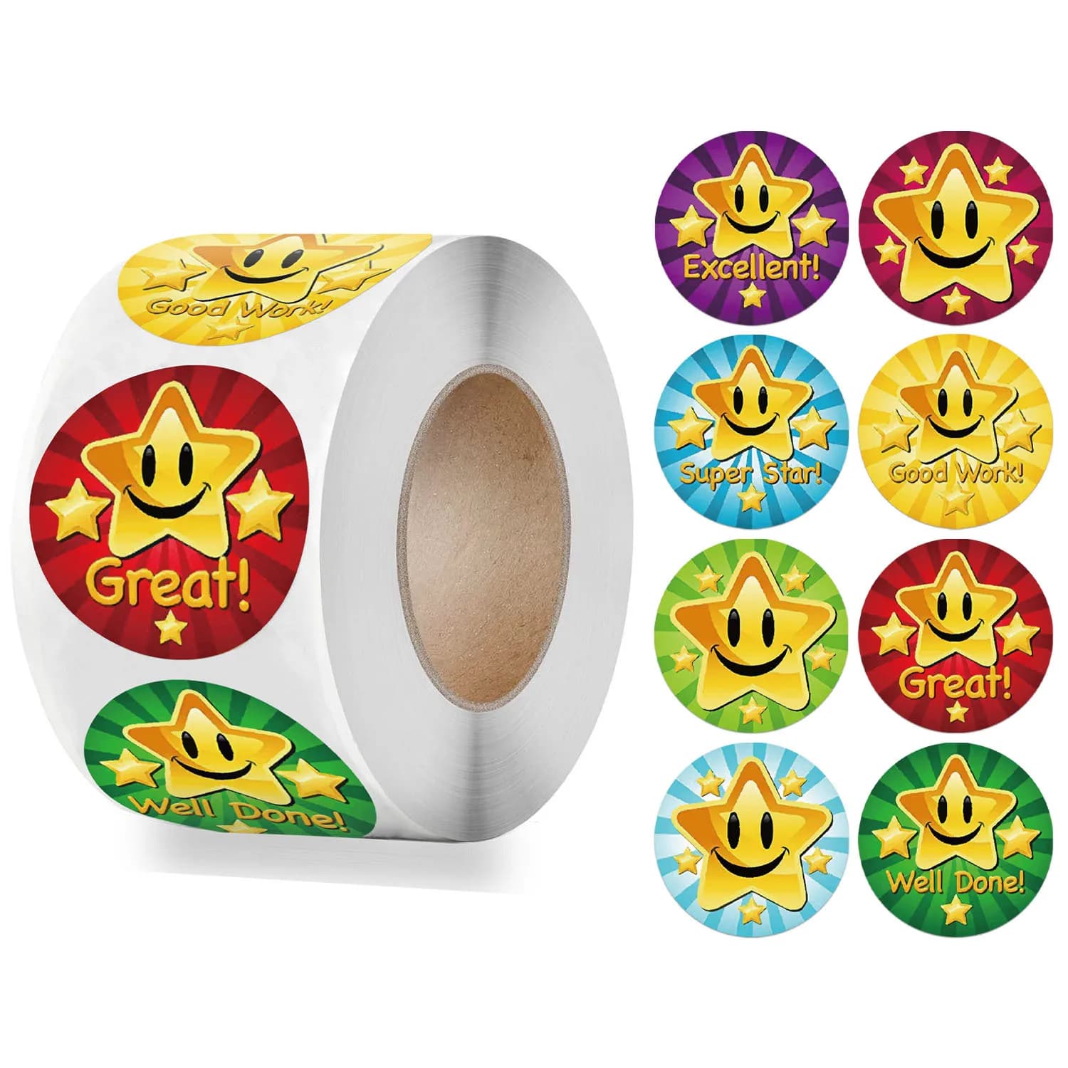 Autocollants de récompense pour enfants, 50 à 500 pièces, fournitures scolaires créatives, autocollant étoile mignon, cercle de 2.5cm, jouet pour enfants