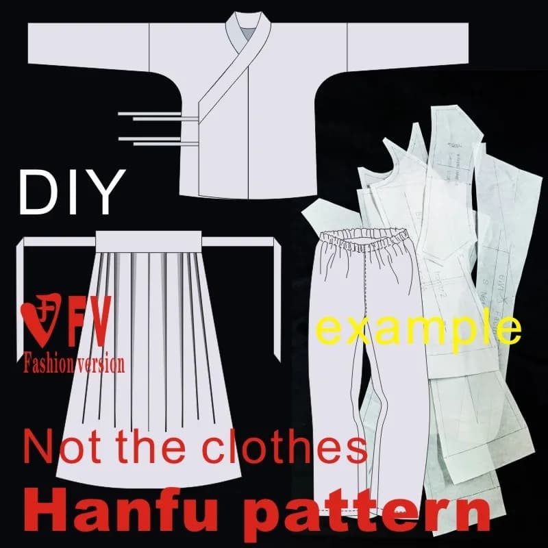Vêtements DIY modèle femmes veste supérieure Hanfu pyjamas jupe inférieure sans côté couture pantalon coupe conception dessin BHF-008
