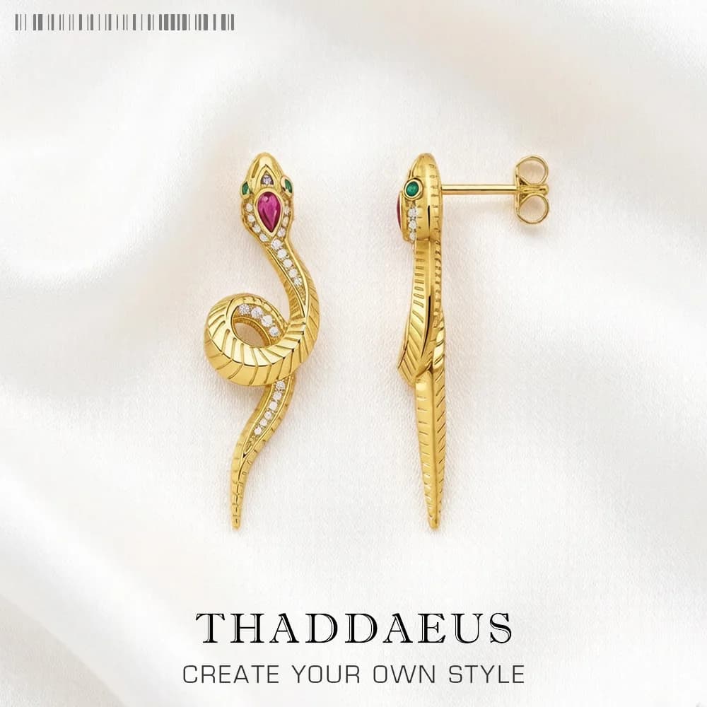Boucles d'oreilles pendantes en forme de serpent pour femmes, bijoux fins en or de forme incurvée, flambant neuf, cadeau d'été en argent Sterling 925