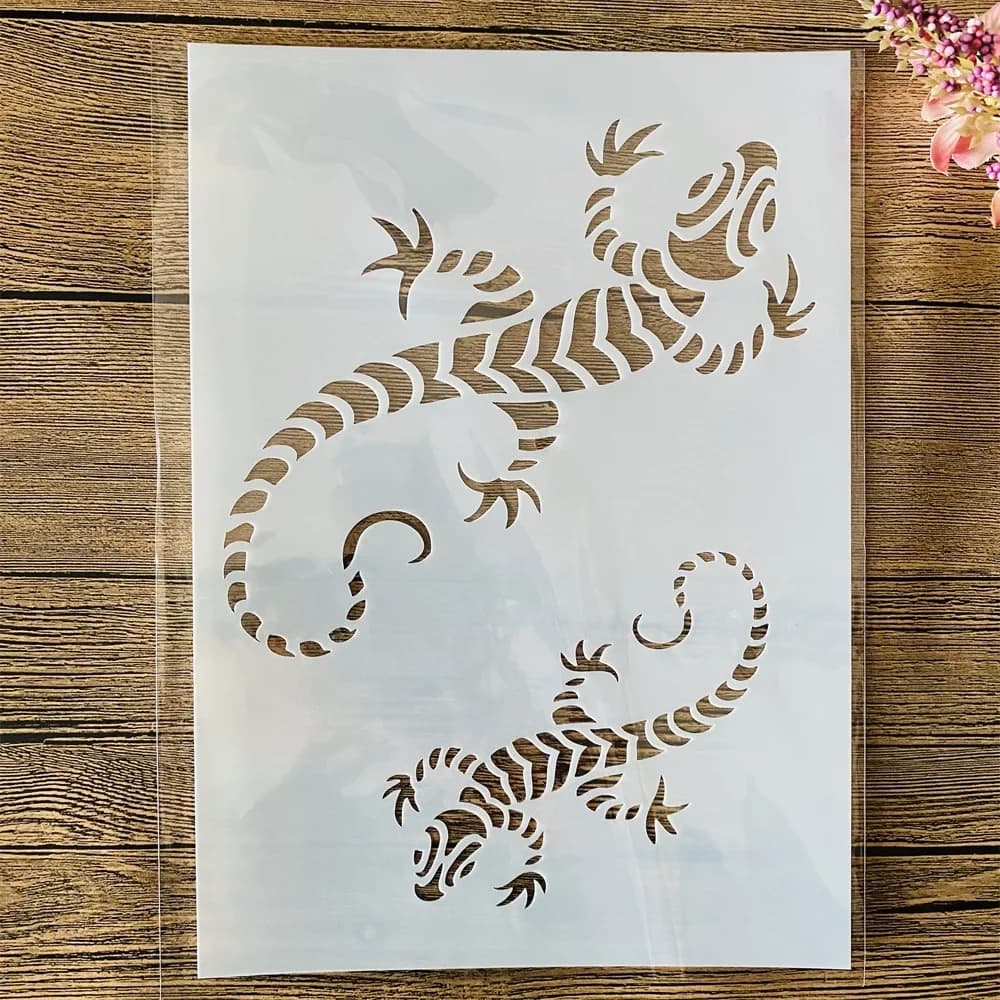 Deux pochoirs Gecko pour peinture murale, A4, 29cm, bricolage, coloriage de scrapbooking, gaufrage, modèle décoratif d'album